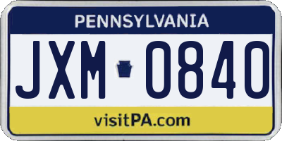 PA license plate JXM0840