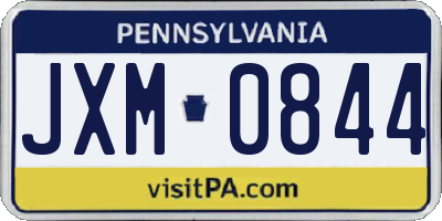 PA license plate JXM0844