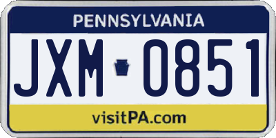 PA license plate JXM0851