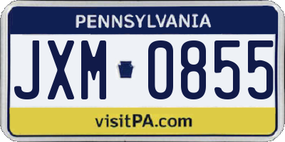 PA license plate JXM0855