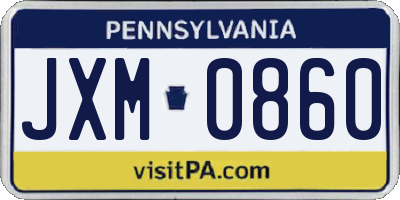PA license plate JXM0860