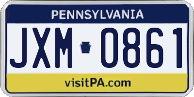 PA license plate JXM0861