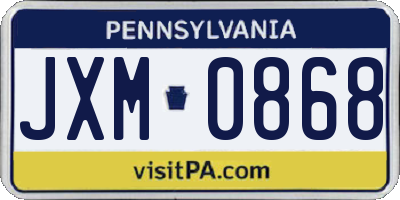 PA license plate JXM0868
