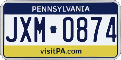 PA license plate JXM0874