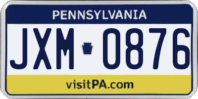 PA license plate JXM0876