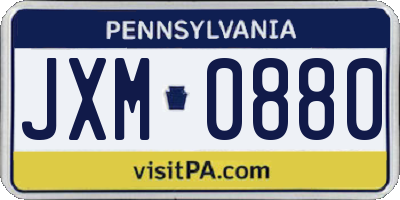 PA license plate JXM0880
