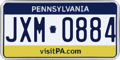 PA license plate JXM0884