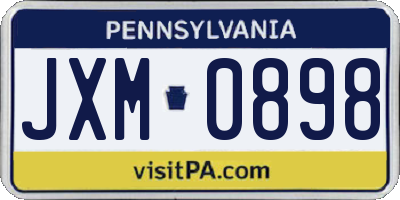 PA license plate JXM0898