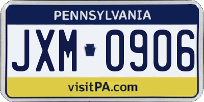 PA license plate JXM0906