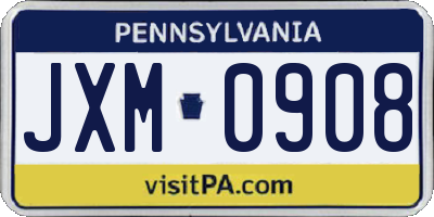 PA license plate JXM0908