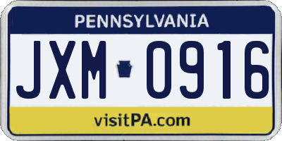 PA license plate JXM0916