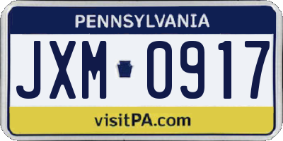 PA license plate JXM0917