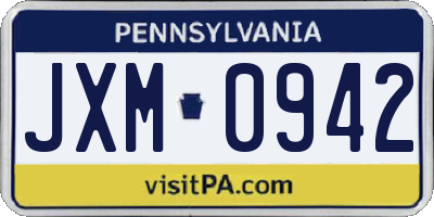 PA license plate JXM0942