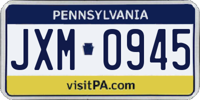 PA license plate JXM0945