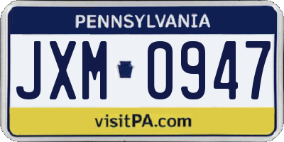 PA license plate JXM0947