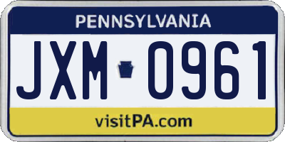 PA license plate JXM0961