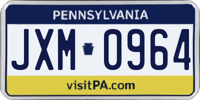 PA license plate JXM0964