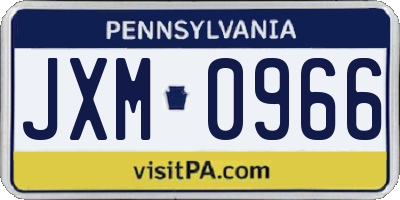 PA license plate JXM0966