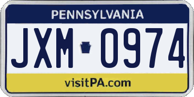 PA license plate JXM0974