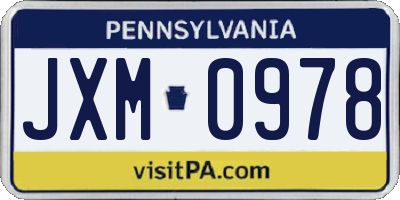 PA license plate JXM0978