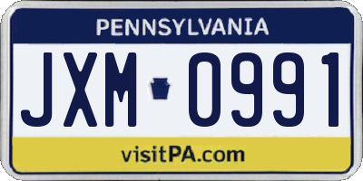 PA license plate JXM0991