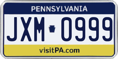 PA license plate JXM0999