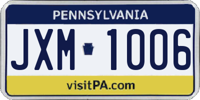 PA license plate JXM1006