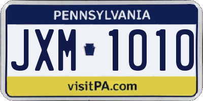 PA license plate JXM1010
