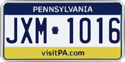 PA license plate JXM1016