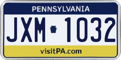 PA license plate JXM1032