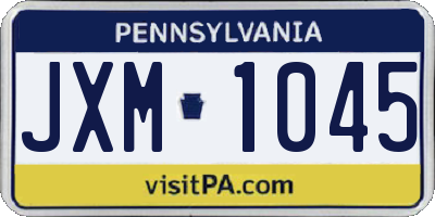 PA license plate JXM1045