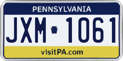 PA license plate JXM1061