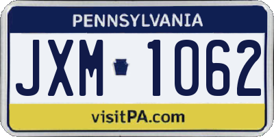 PA license plate JXM1062