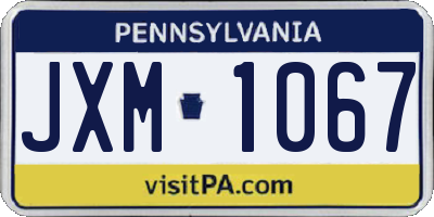 PA license plate JXM1067