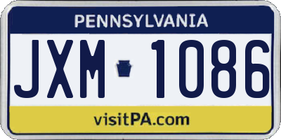 PA license plate JXM1086