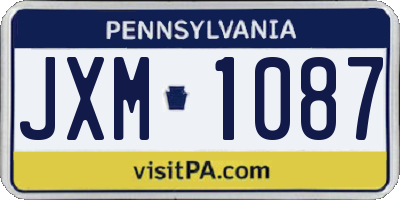 PA license plate JXM1087
