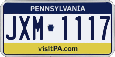 PA license plate JXM1117