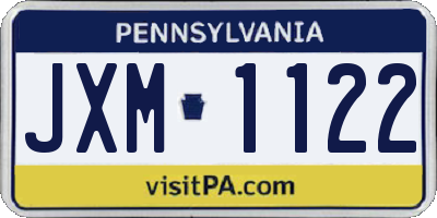 PA license plate JXM1122