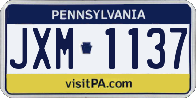PA license plate JXM1137