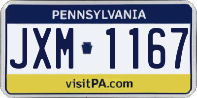 PA license plate JXM1167