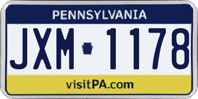 PA license plate JXM1178
