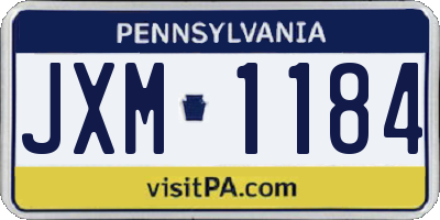 PA license plate JXM1184