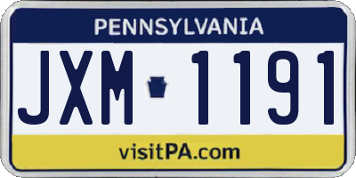 PA license plate JXM1191