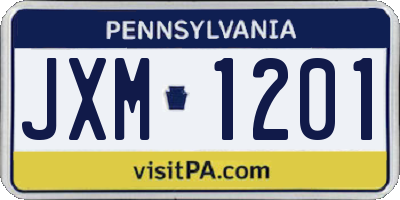 PA license plate JXM1201