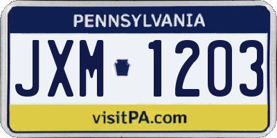 PA license plate JXM1203