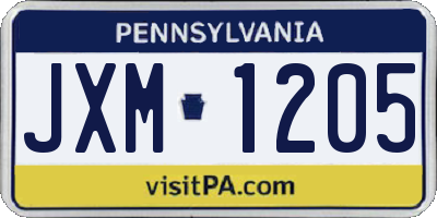 PA license plate JXM1205