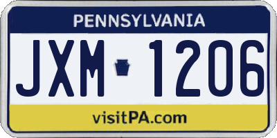 PA license plate JXM1206