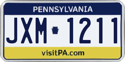 PA license plate JXM1211