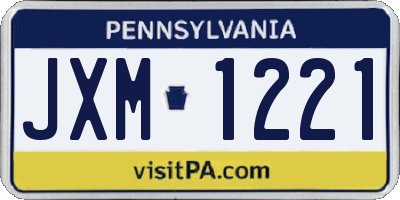 PA license plate JXM1221