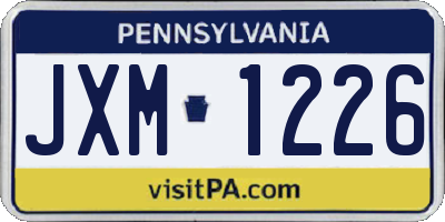 PA license plate JXM1226
